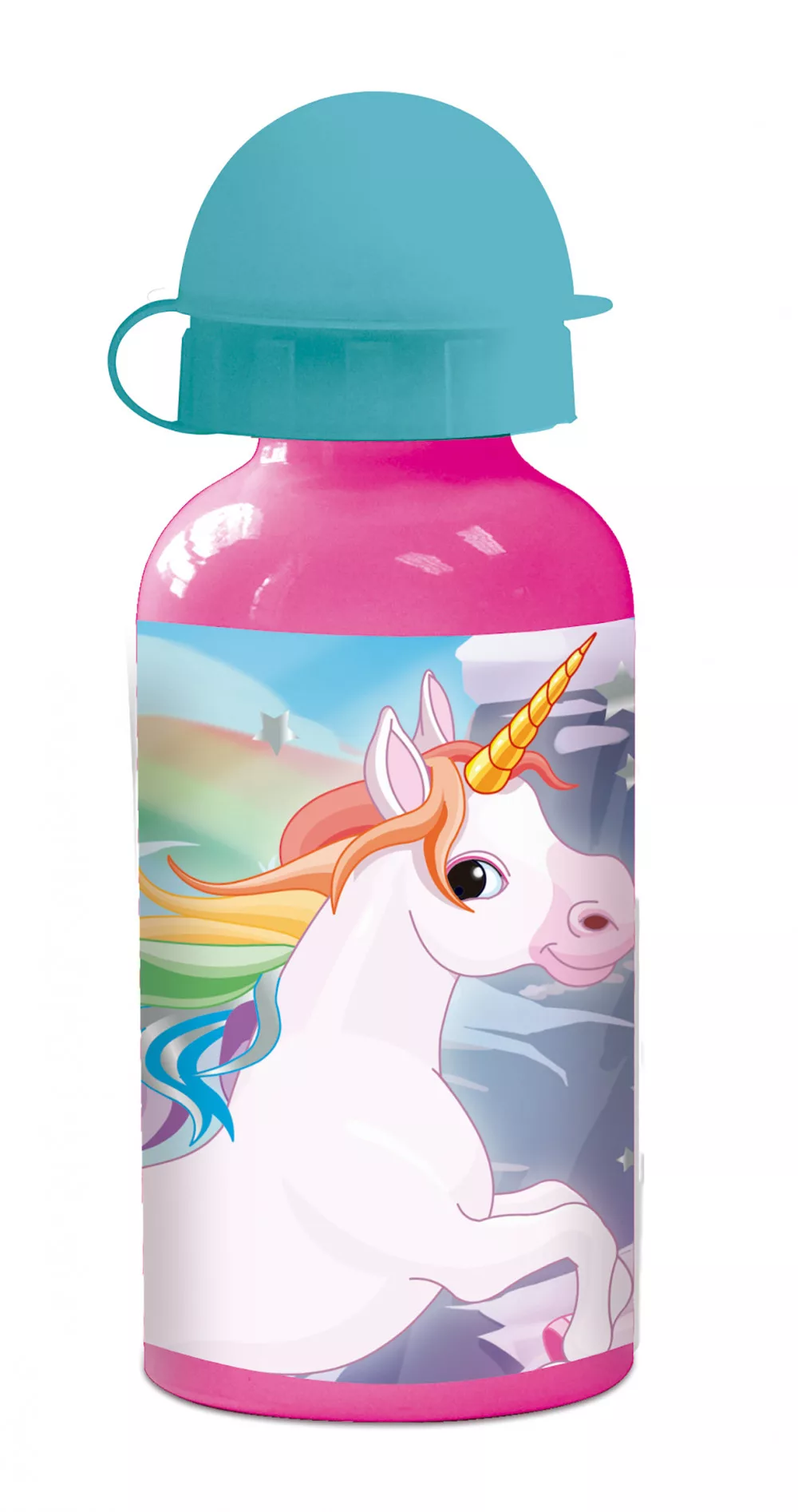Unikornis Rainbow alumínium kulacs ivókupakkal 400 ml