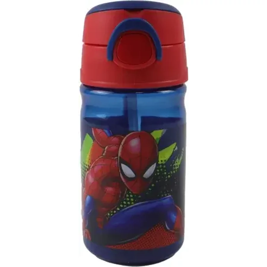 Pókember műanyag szívószálas kulacs akasztóval 350 ml