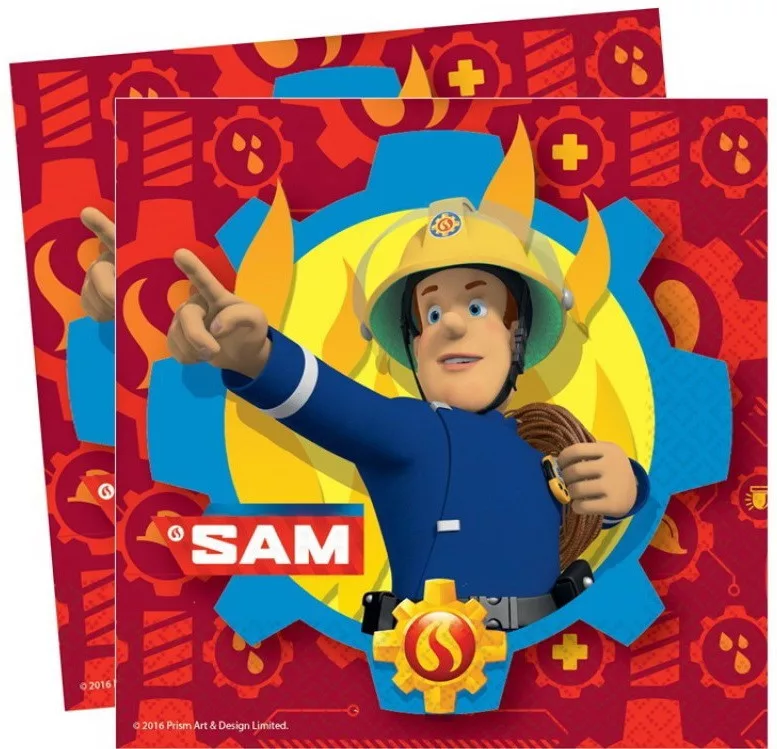 Fireman Sam - Tűzoltó Parti Szalvéta - 33 cm x 33 cm, 20 db-os
