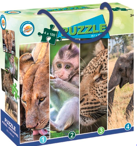 Állatos Savanna puzzle 4x100 db-os