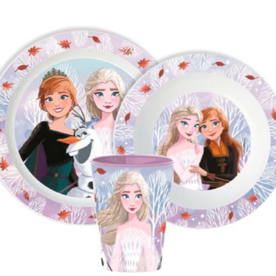 Disney Jégvarázs Autumn Leaves étkészlet, micro műanyag szett, pohárral 260 ml
