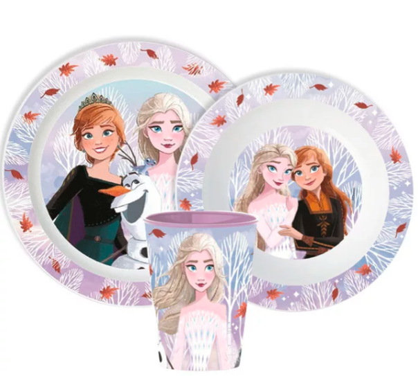 Disney Jégvarázs Autumn Leaves étkészlet, micro műanyag szett, pohárral 260 ml