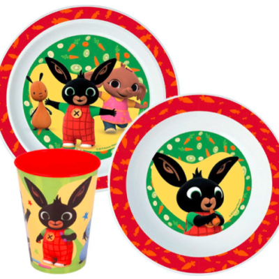 Bing Happy Bunny étkészlet, micro műanyag szett, pohárral 260 ml