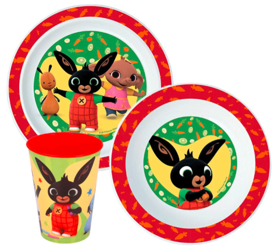 Bing Happy Bunny étkészlet, micro műanyag szett, pohárral 260 ml