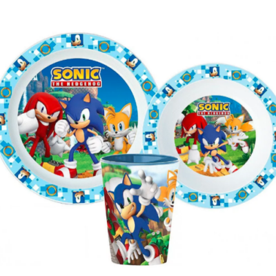 Sonic a sündisznó Adventure étkészlet, micro műanyag szett, pohárral 260 ml