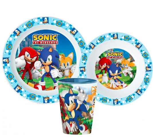 Sonic a sündisznó Adventure étkészlet, micro műanyag szett, pohárral 260 ml
