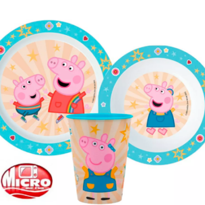Peppa malac Kindness étkészlet, micro műanyag szett, pohárral 260 ml