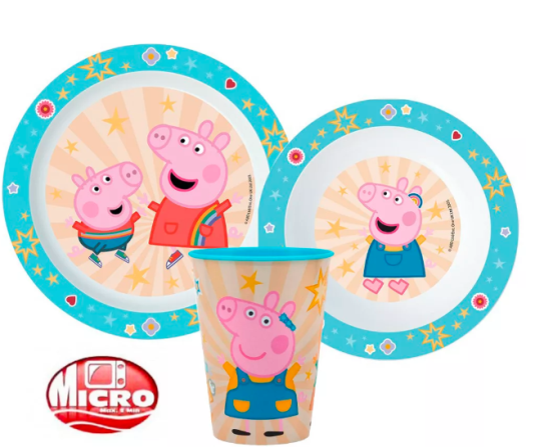 Peppa malac Kindness étkészlet, micro műanyag szett, pohárral 260 ml