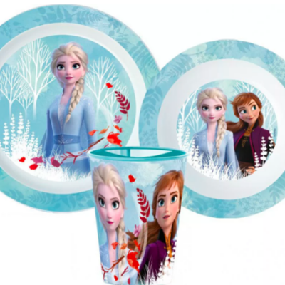 Disney Jégvarázs Blue Forest étkészlet, micro műanyag szett, pohárral 260 ml