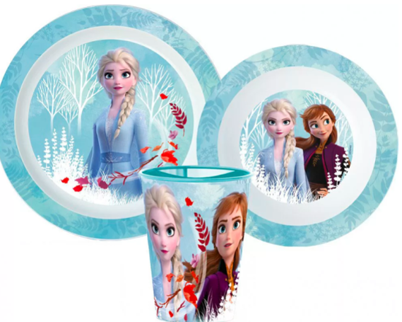 Disney Jégvarázs Blue Forest étkészlet, micro műanyag szett, pohárral 260 ml