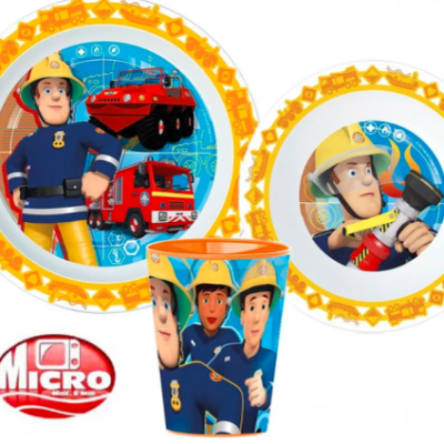 Sam a tűzoltó Rescue Mission étkészlet, micro műanyag szett, pohárral 260 ml
