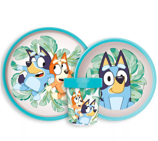 Bluey Leaves csúszásmentes étkészlet, micro műanyag szett