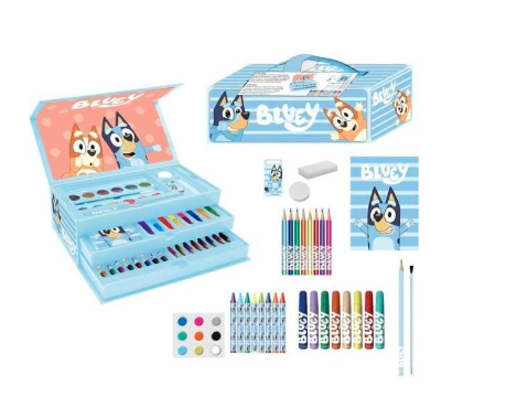 Bluey bőrönd színező készlet, 42 db Kék