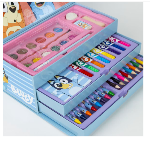 Bluey bőrönd színező készlet, 42 db Kék