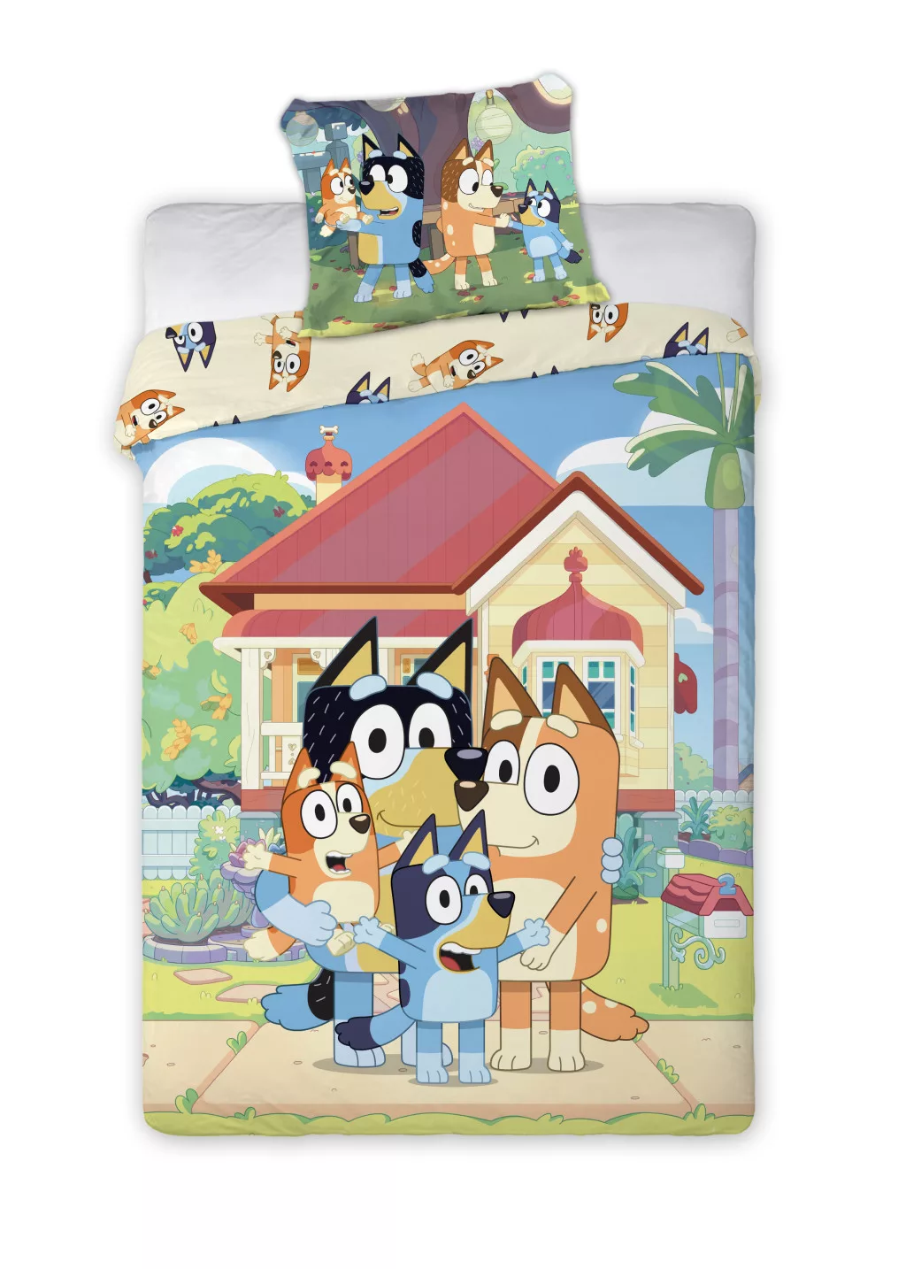Bluey Family Home gyerek, ovis ágyneműhuzat 100×135cm, 40×60 cm