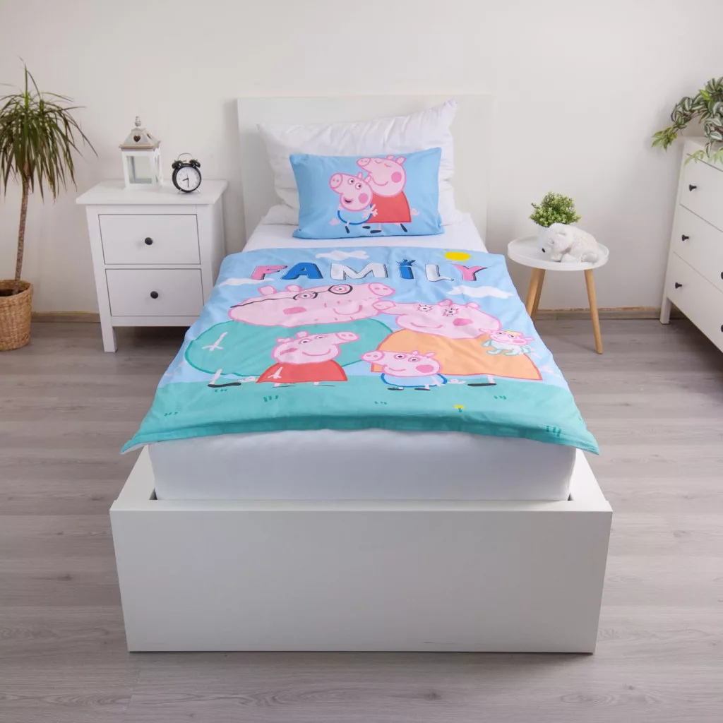 Peppa malac Big Pig Family gyerek, ovis ágyneműhuzat 100×135cm, 40×60 cm