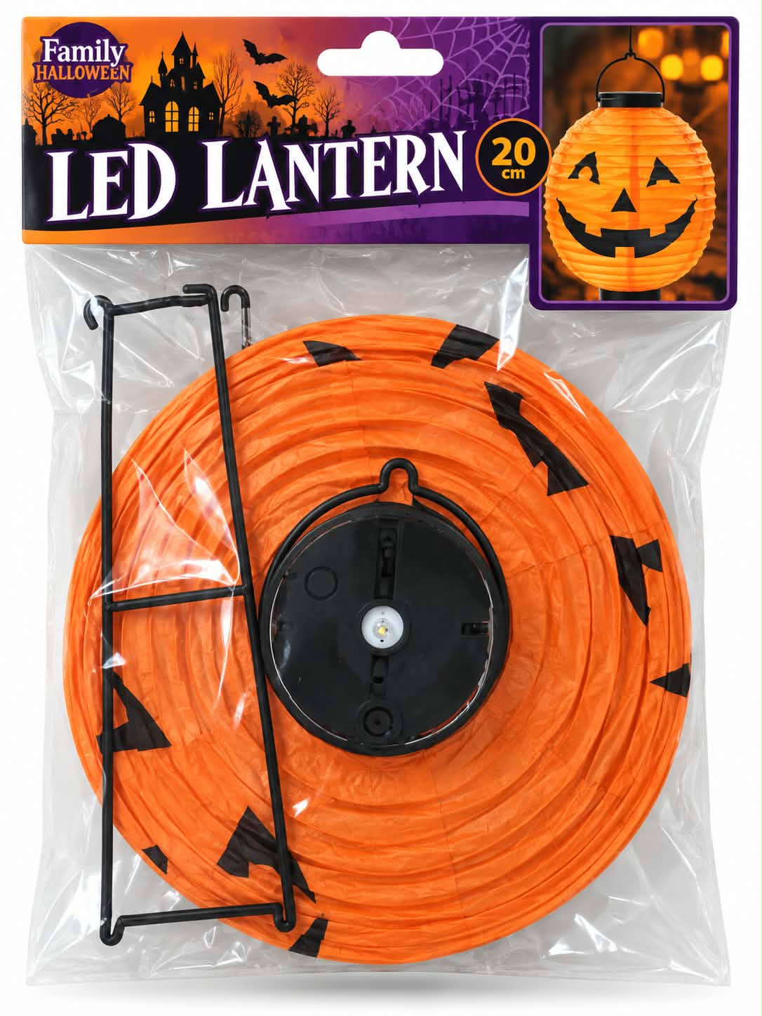Lampion – LED-es tök – 2 x AAA – 20 cm